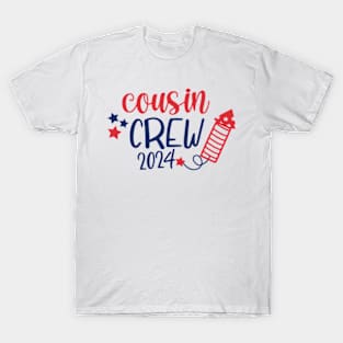 Cousin Crew 2024 Firecracker Red White Blue 4th of July T-Shirt